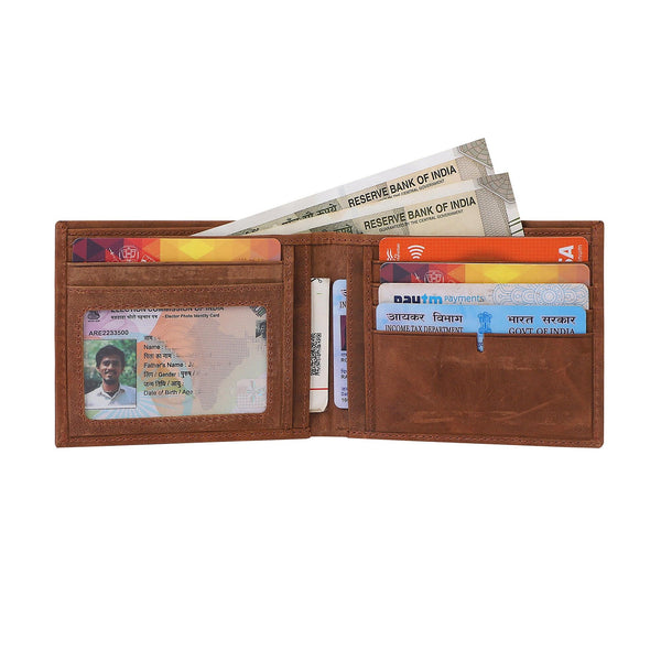 Men Brown Genuine Leather RFID Wallet - Mini  (7 Card Slots)
