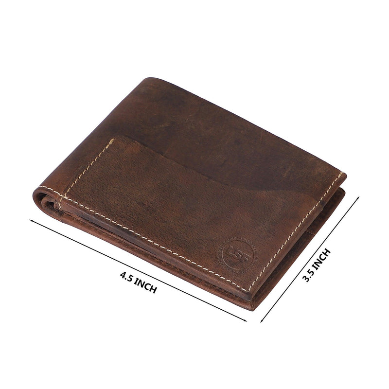 Men's Compact Genuine Leather Wallet - RFID-Protected, Brown with 6 Card Slots - Leather Shop Factory