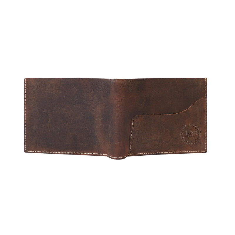 Men's Compact Genuine Leather Wallet - RFID-Protected, Brown with 6 Card Slots - Leather Shop Factory
