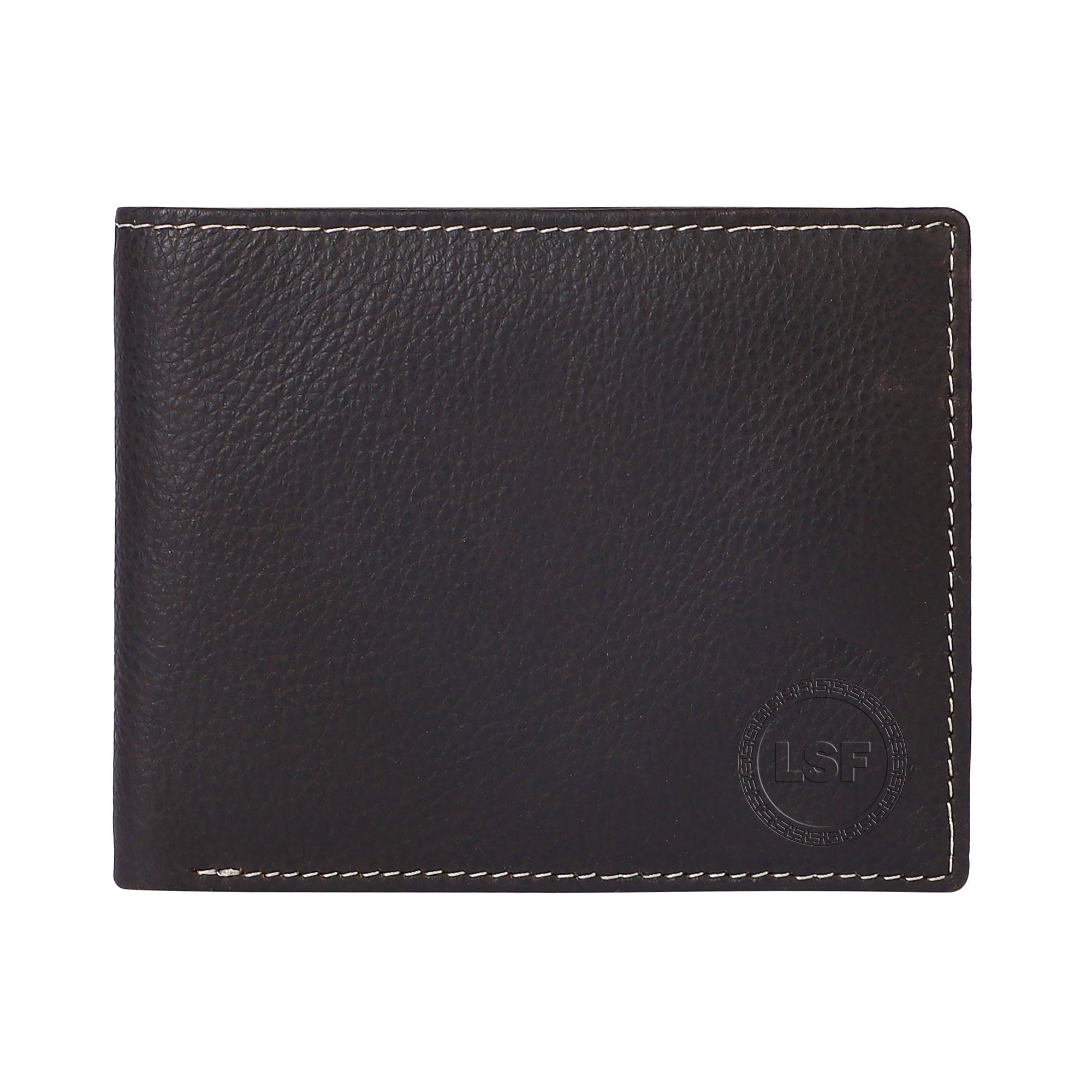 Men Black Genuine Leather Wallet (3 Card Slots) - Leather Shop Factory