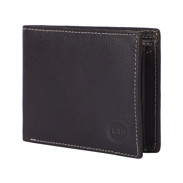 Men Black Genuine Leather Wallet  (3 Card Slots)