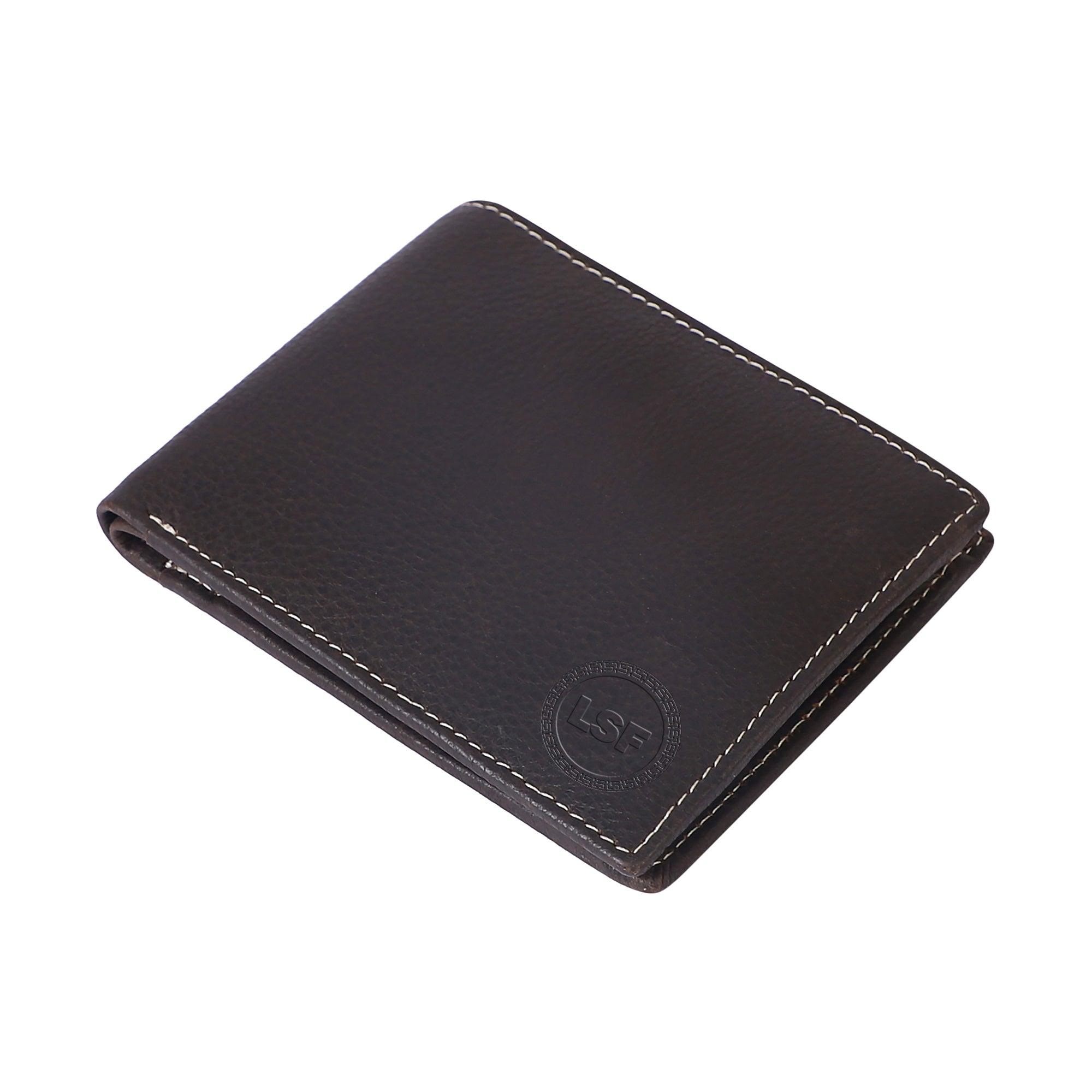 Men Black Genuine Leather Wallet (3 Card Slots) - Leather Shop Factory