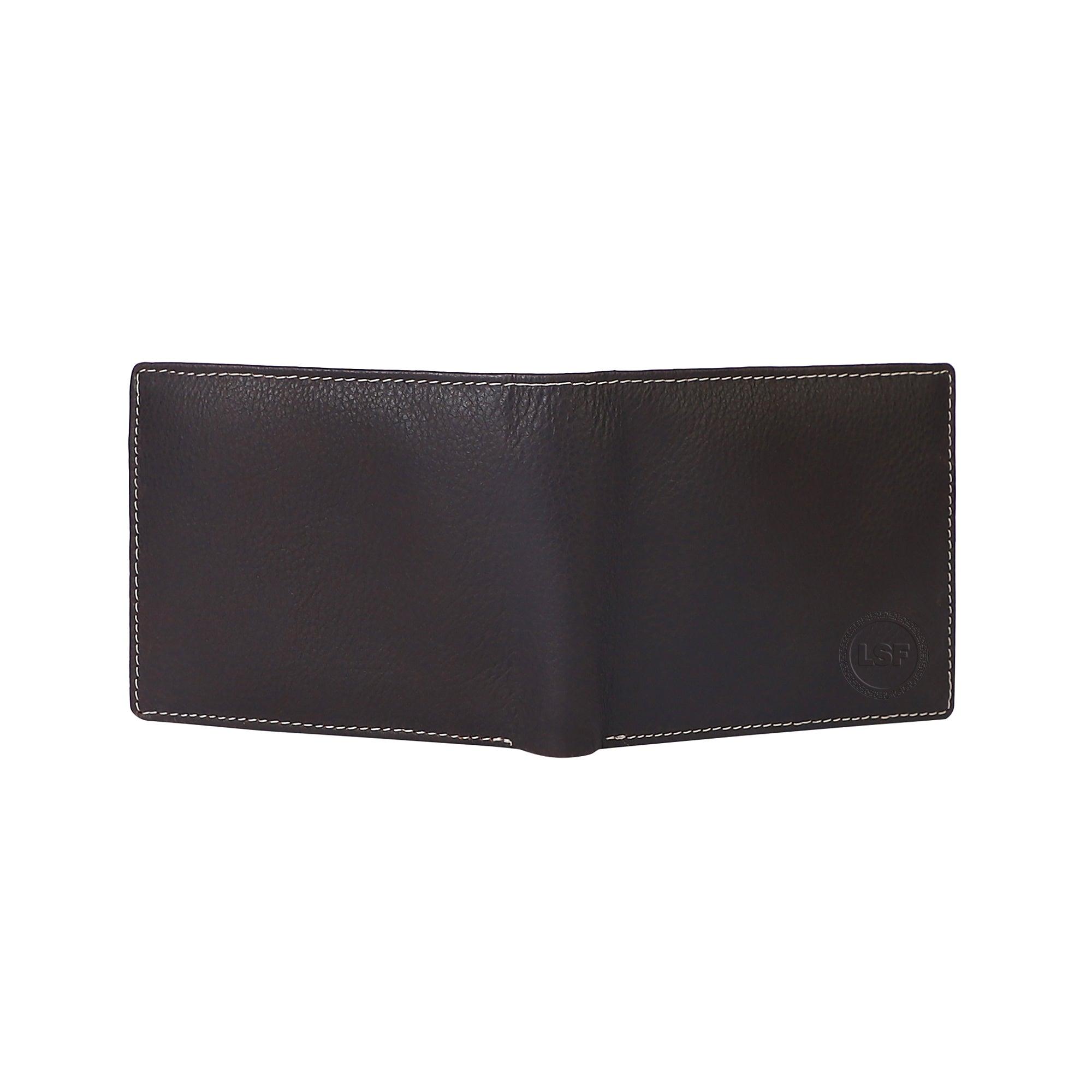 Men Black Genuine Leather Wallet (3 Card Slots) - Leather Shop Factory