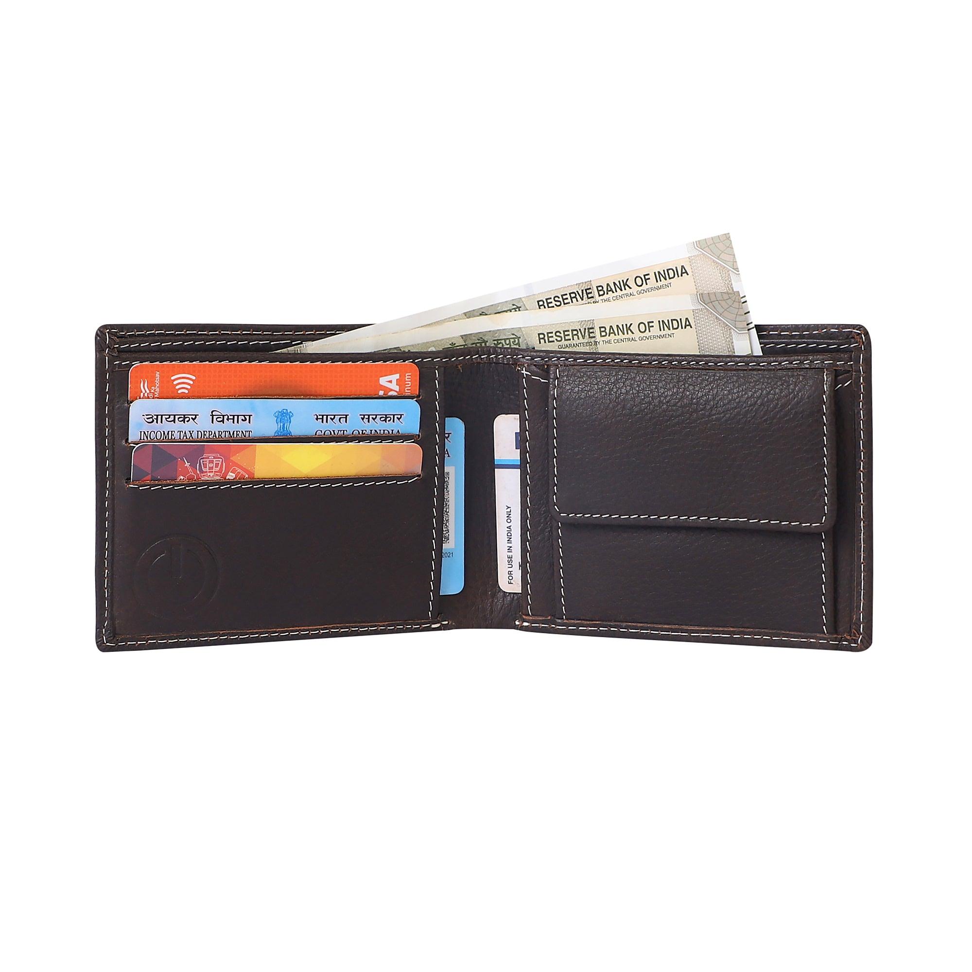 Men Black Genuine Leather Wallet (3 Card Slots) - Leather Shop Factory