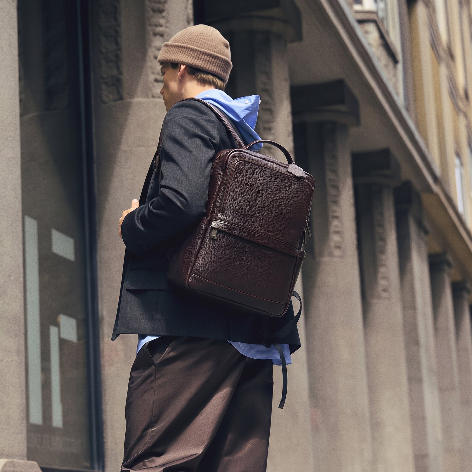 backpack leather men factory The Stetson Peak Padded Laptop Pocket With Lycra Strap Full Grain Leather Backpack