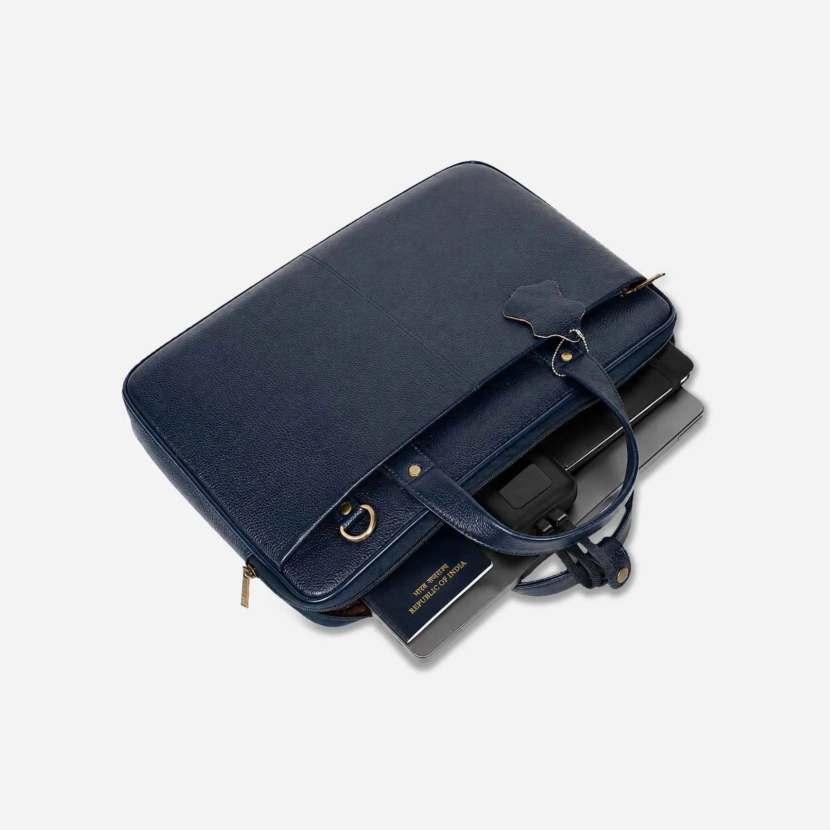 SIGNATURE LAPTOP BAG — NAVY