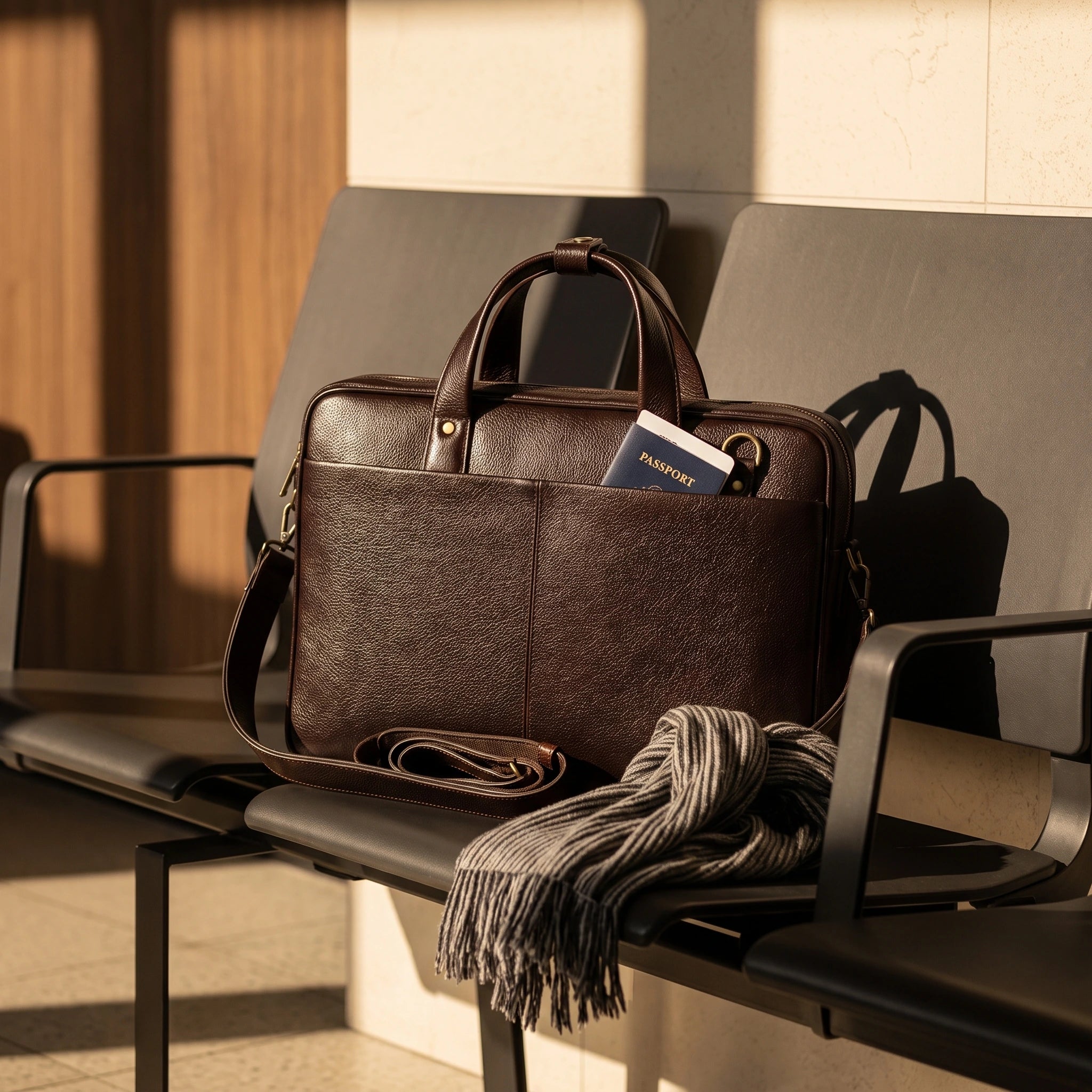 SIGNATURE LAPTOP BAG  — BROWN
