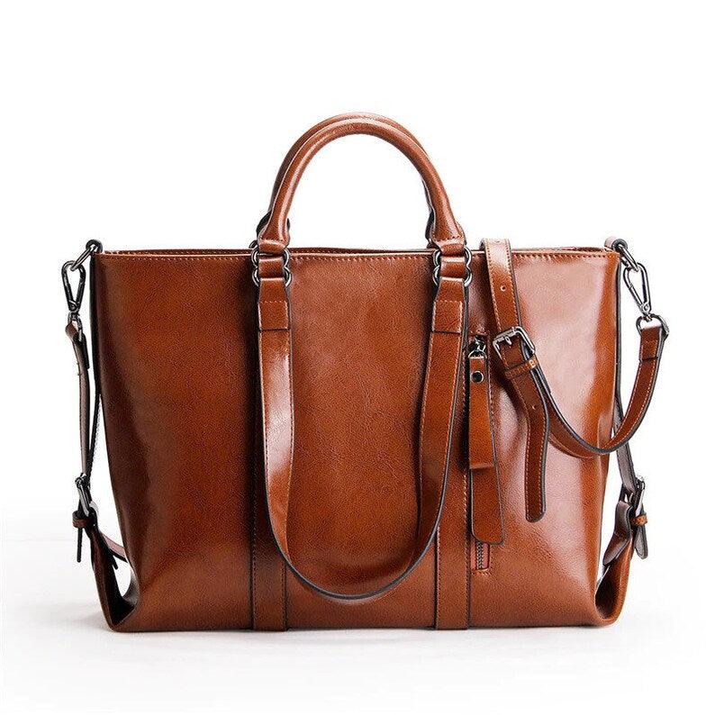Ladies Messenger Bag Real Brown Leather - Leather Shop Factory