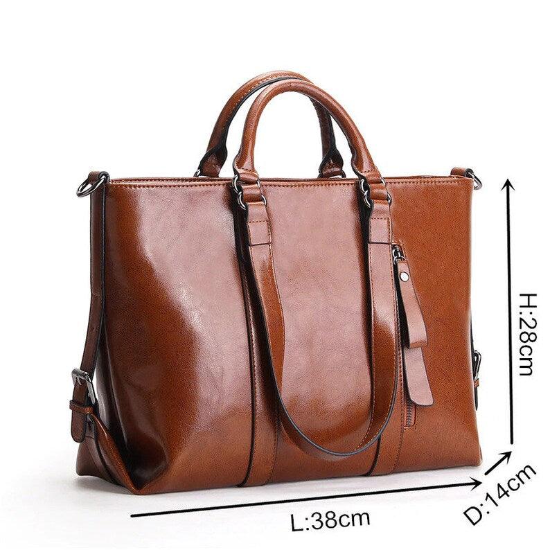 Ladies Messenger Bag Real Brown Leather - Leather Shop Factory