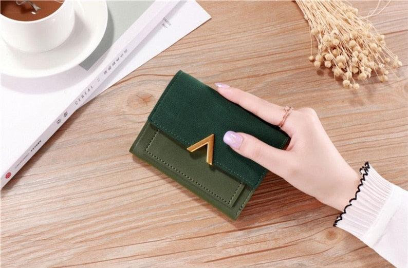 Fashion Ladies Short Wallet Tri-fold Wallet Color Wallet Coin Purse Card Holder - Leather Shop Factory