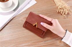 Fashion Ladies Short Wallet Tri-fold Wallet Color Wallet Coin Purse Card Holder - Leather Shop Factory