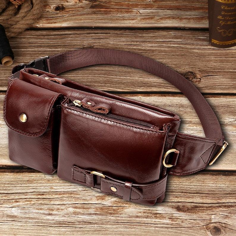 Travel Sling Bag Portable with Large Capacity for Business Gift for Him - Leather Shop Factory