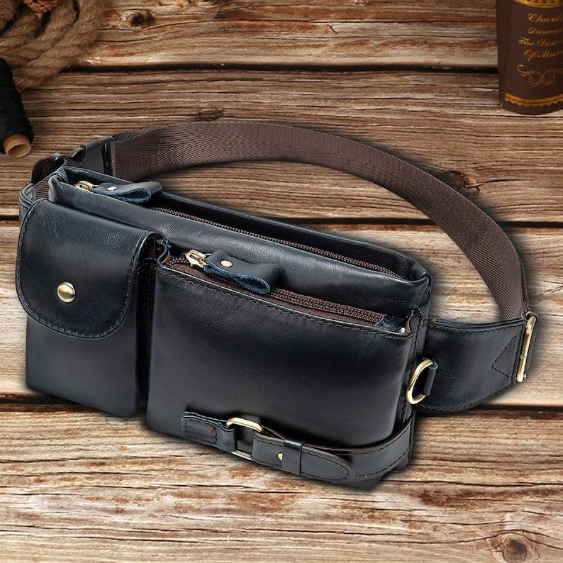 Travel Sling Bag Portable with Large Capacity for Business Gift for Him - Leather Shop Factory