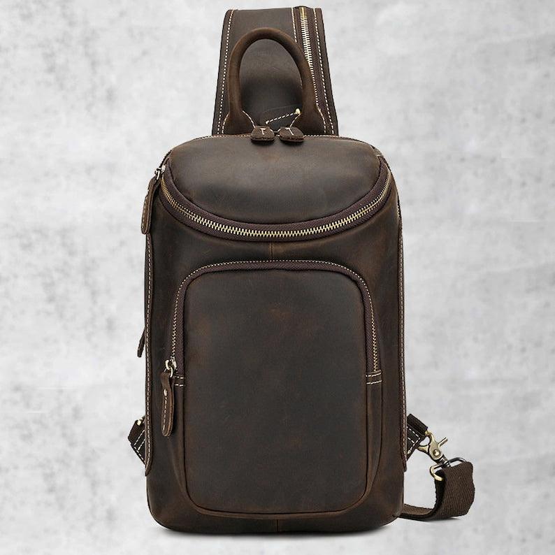 Large capability Backpack leather Chest bag - Leather Shop Factory