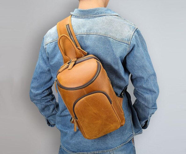 Large capability Backpack leather Chest bag - Leather Shop Factory