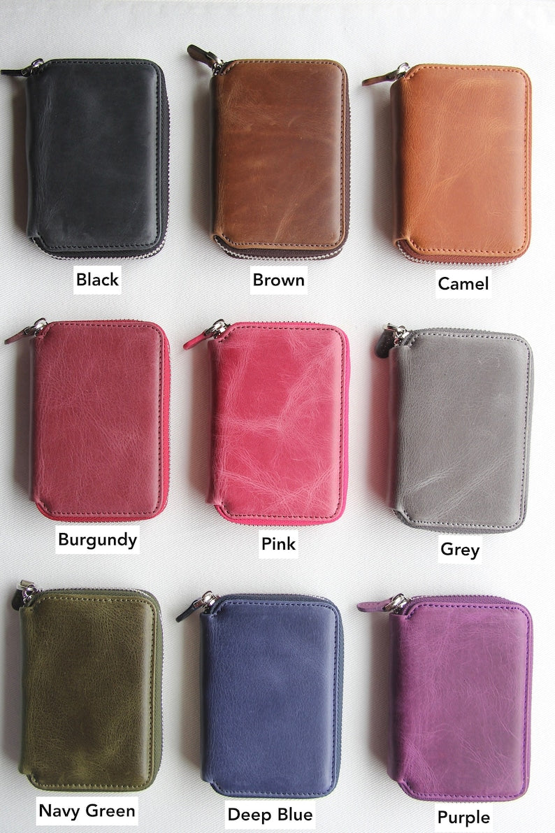 Minimalist women walletzipper leather
